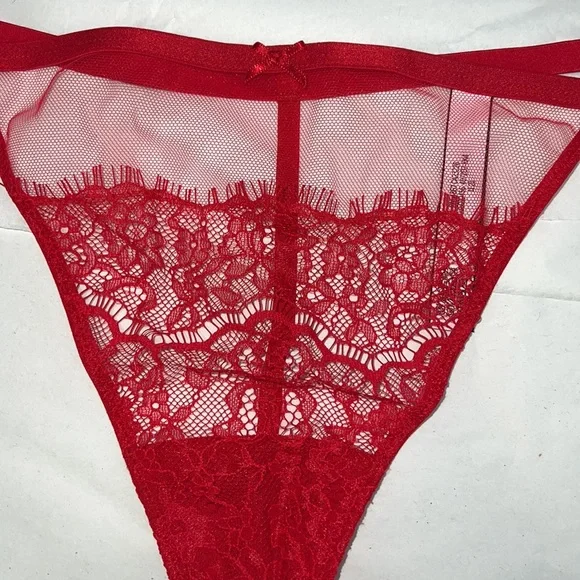 Victoria's Secret VString Mesh & Lace Red THONG Panty XL - Picture 5 of 12